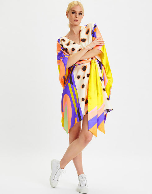 Multi Fancy Soft Satin Silk Kaftan Closure View