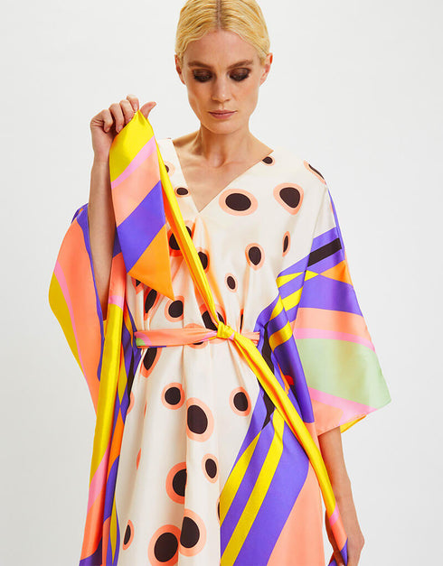 Multi Fancy Soft Satin Silk Kaftan Buy designer kaftan