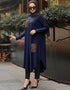 Navy Blue Latest Printed Kaftans Closure View
