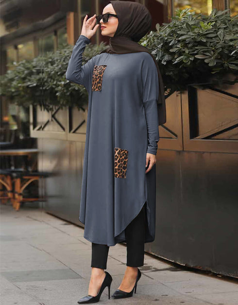 Grey Latest Printed Kaftans Closure View