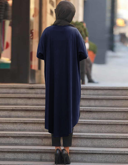 Navy Blue Latest Printed Kaftans Closure View