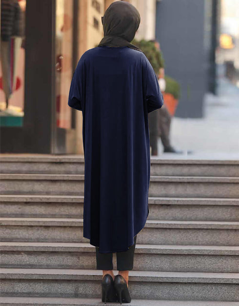 Navy Blue Latest Printed Kaftans Closure View