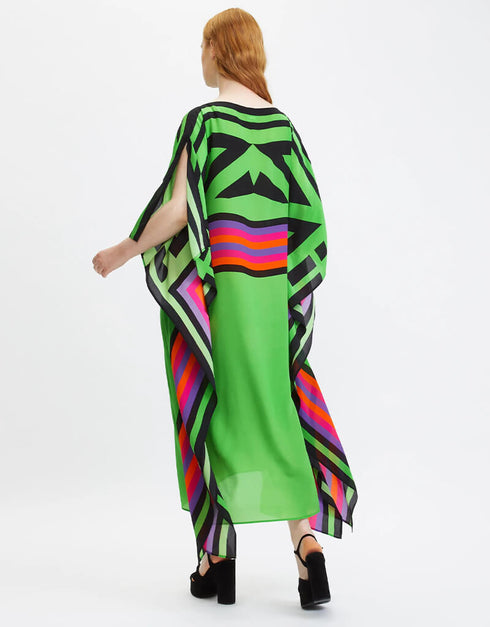 Mid Green Latest Printed Maxi Dress Buy silk kaftan