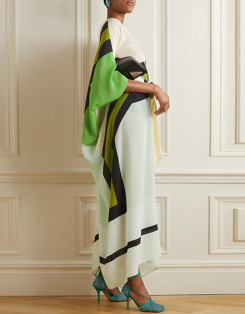Grey Olive Latest Printed Maxi Dress Back View