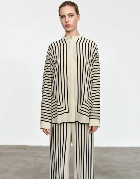 White Latest Printed Oversize Shirt & Pant Back View