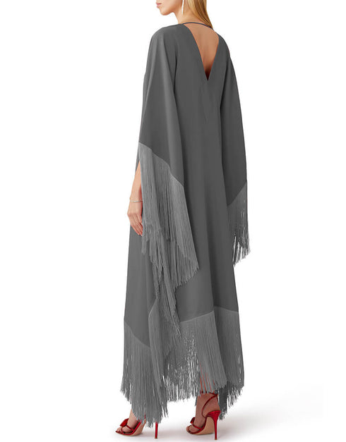 Grey V-Neck Style Fringed Kaftans Buy designer kaftan
