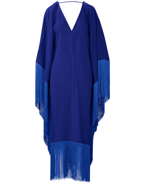 Royal Blue V-Neck Style Fringed Kaftans Back View