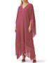 Salmon V-Neck Style Fringed Kaftans Closure View