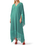 Turqouise Green V-Neck Style Fringed Kaftans Closure View
