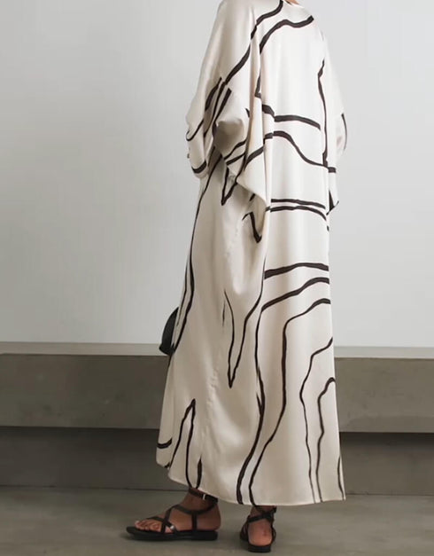 Black Latest Printed Maxi Dress Back View