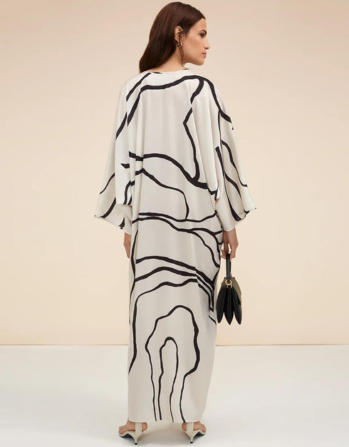 Black Latest Printed Maxi Dress Closure View