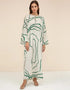 Green Latest Printed Maxi Dress Closure View
