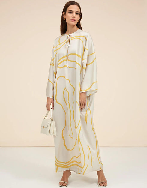 Yellow Latest Printed Maxi Dress