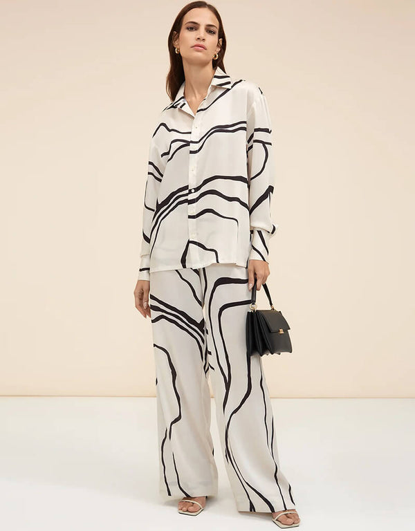 Black Latest Printed Oversize Shirt & Pant