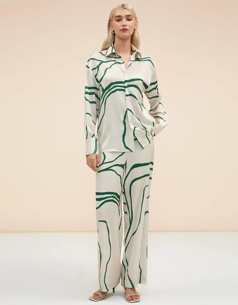 Green Latest Printed Oversize Shirt & Pant