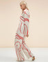Red Latest Printed Oversize Shirt & Pant Closure View