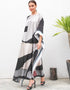 Foggy Grey Heavy Designer Digital Printed Maxi Style Dress Closure View
