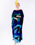 Curious Blue Heavy Designer Digital Printed Maxi Style Dress Closure View