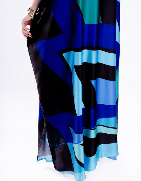 Curious Blue Heavy Designer Digital Printed Maxi Style Dress womens kaftan online
