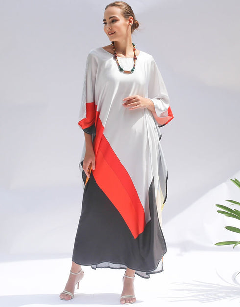 Lavender Grey Heavy Designer Digital Printed Maxi Style Dress