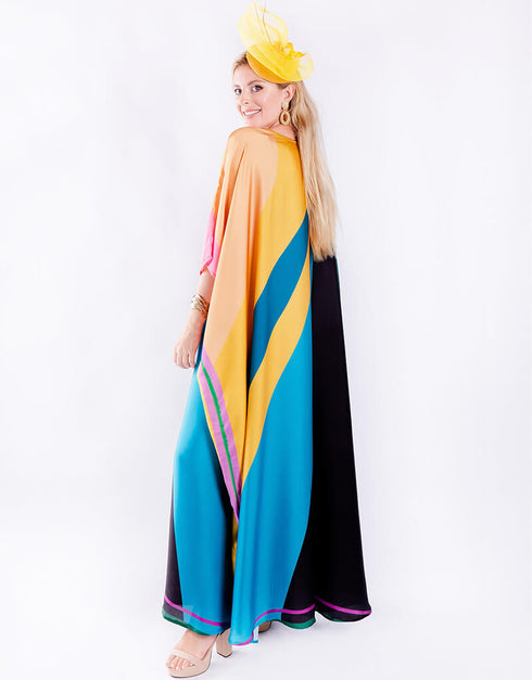 Multi Color Heavy Designer Digital Printed Maxi Style Dress Back View