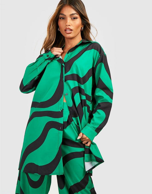 Designer Party Wear Readymade Co-Ords Set Green Korean Bsy Pant Shirt Back View