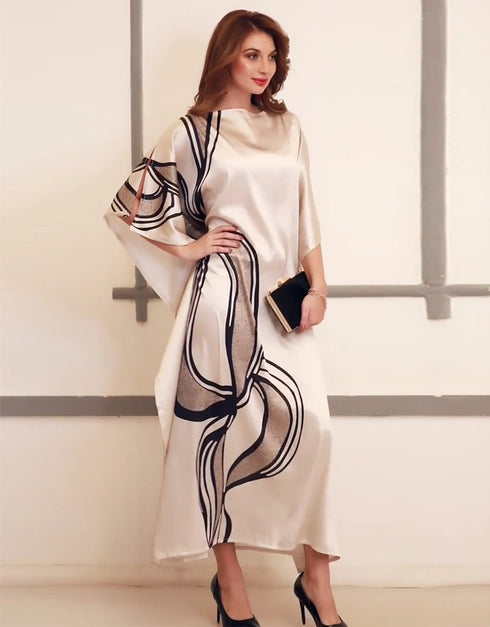 Cream Soft Satin Silk Gown