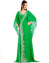 Dubai Green Georgette Hand Silver Embroidery Farasha