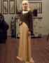 Islamic Formal Muslim Evening Brown and Beige Color Abaya