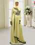 Women Lemon Yellow Georgette Hand Black Embroidery Kaftan