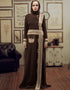 Muslimah Trendy Dubai Style Kaftan Brown and Beige Color