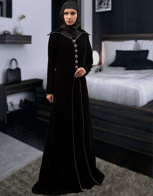 Chic Modern Dubai Style Abaya Black Color