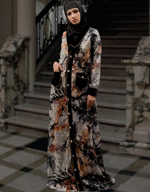 Modern Multi Color Velvet Hand Digital Printed Dubai Style Maroccan