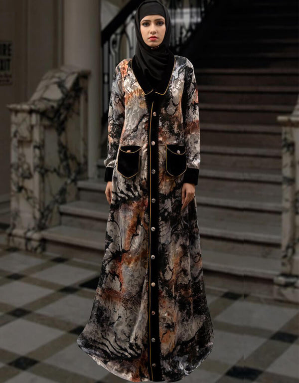 Modern Multi Color Velvet Hand Digital Printed Dubai Style Maroccan