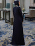 Dubai Dark Blue Crepe Hand Silver Embroidery Moroccan