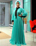 Modest Mint Green Georgette Hand Zari Embroidery Farasha
