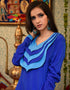 Modern Blue Crepe Handmande Plain Dubai Style Kaftan
