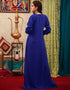 Modern Blue Crepe Handmande Plain Dubai Style Kaftan