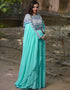 Dubai Green Georgette Hand Silver Stones Embroidery Moroccan Kaftan