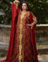 Islamic Maroon Georgette Hand Golden color Stones Embroidery Front Open Style Kaftan