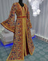 Chic Brige and Maroon Silk Hand Multi Embroidery Takchita Kaftan