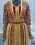 Chic Brige and Maroon Silk Hand Multi Embroidery Takchita Kaftan