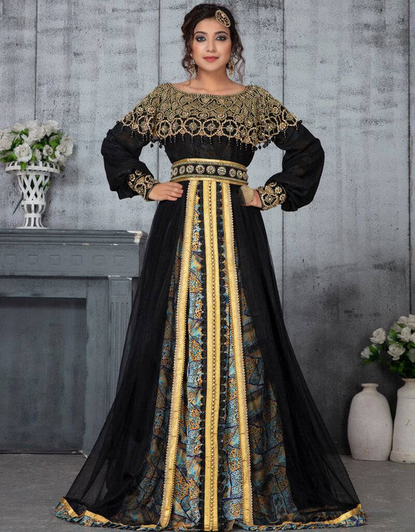 Muslim Women Plus Size Black Moroccan Kaftan