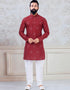 Red Kurta Sequence work on silk Chudidaar