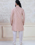 Peach Kurta sequence work on silk Chudidaar Closure View