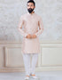 Peach Kurta sequence work on silk Chudidaar