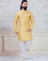 Yellow Kurta sequence work on silk Chudidaar