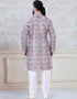 Printed Kurta sequence work on silk Chudidaar Closure View