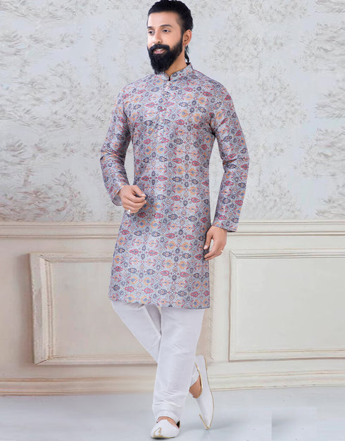 Printed Kurta sequence work on silk Chudidaar