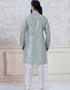 Printed Kurta sequence work on silk Chudidaar Closure View